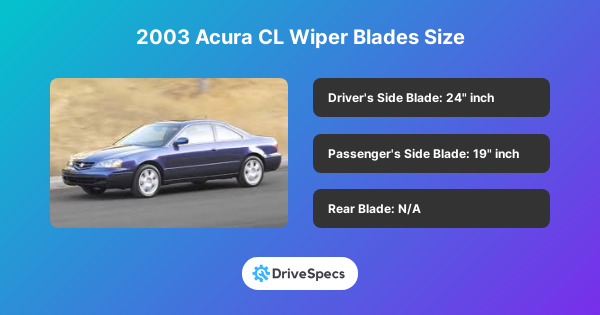 2003 Acura CL Wiper Blades Size