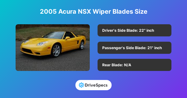 2005 Acura NSX Wiper Blades Size