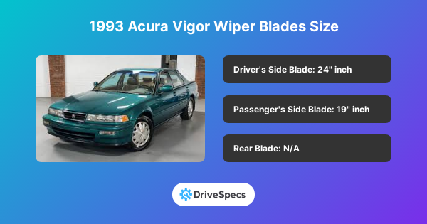 1993 Acura Vigor Wiper Blades Size